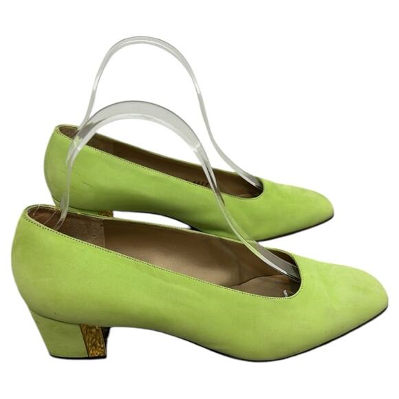 St. John Suede Leather Heels - Women's Size 7 Green - Picture 2 of 10